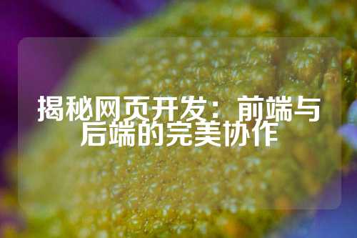 揭秘网页开发：前端与后端的完美协作