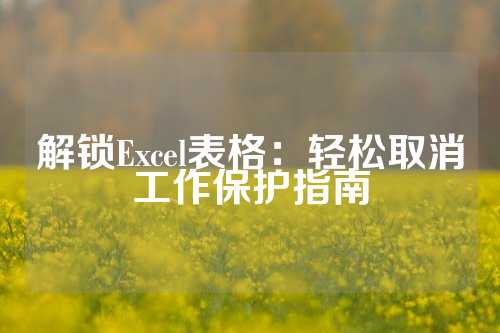 解锁Excel表格：轻松取消工作保护指南