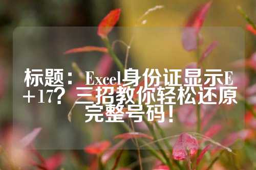 标题：Excel身份证显示E+17？三招教你轻松还原完整号码！