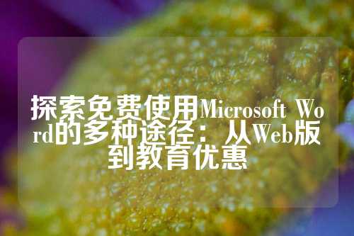 探索免费使用Microsoft Word的多种途径：从Web版到教育优惠