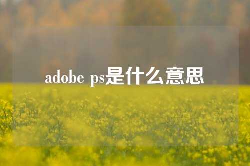 adobe ps是什么意思