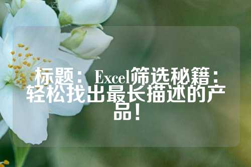 标题：Excel筛选秘籍：轻松找出最长描述的产品！