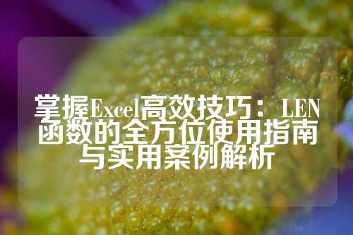 掌握Excel高效技巧：LEN函数的全方位使用指南与实用案例解析