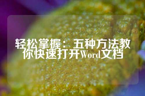 轻松掌握：五种方法教你快速打开Word文档