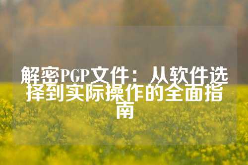 解密PGP文件：从软件选择到实际操作的全面指南