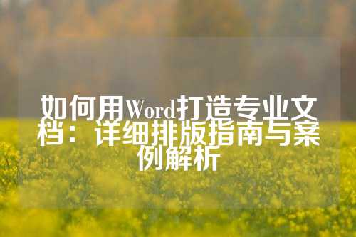 如何用Word打造专业文档：详细排版指南与案例解析