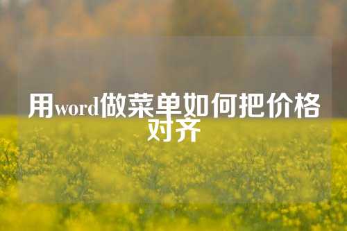 用word做菜单如何把价格对齐