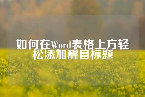 如何在Word表格上方轻松添加醒目标题