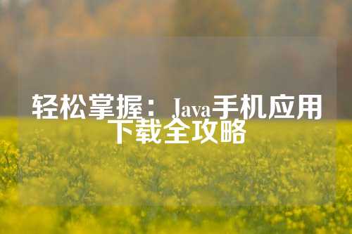 轻松掌握：Java手机应用下载全攻略