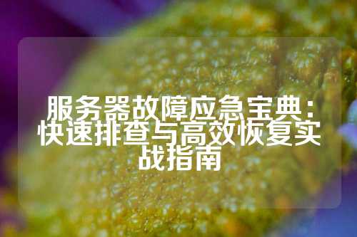 服务器故障应急宝典：快速排查与高效恢复实战指南