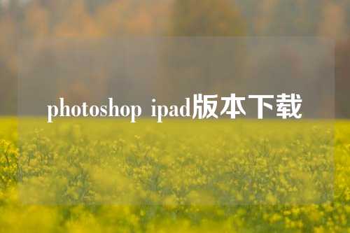 photoshop ipad版本下载