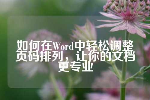 如何在Word中轻松调整页码排列，让你的文档更专业