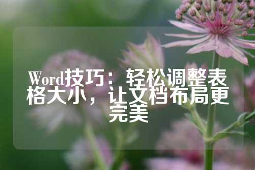 Word技巧：轻松调整表格大小，让文档布局更完美