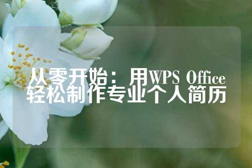 从零开始：用WPS Office轻松制作专业个人简历