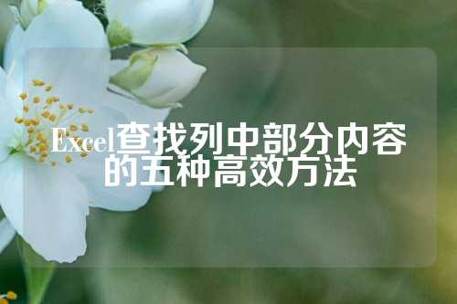 Excel查找列中部分内容的五种高效方法