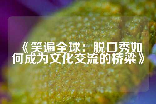 《笑遍全球：脱口秀如何成为文化交流的桥梁》