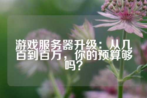 游戏服务器升级：从几百到百万，你的预算够吗？