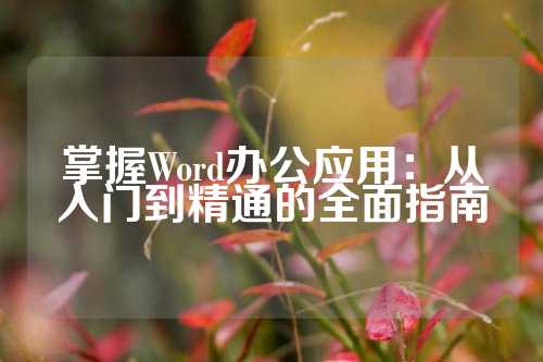 掌握Word办公应用：从入门到精通的全面指南