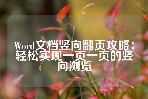 Word文档竖向翻页攻略：轻松实现一页一页的竖向浏览