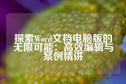 探索Word文档电脑版的无限可能：高效编辑与案例精讲