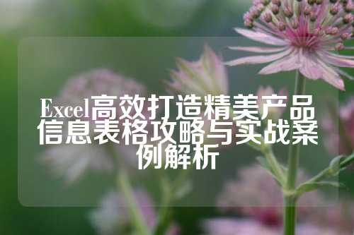 Excel高效打造精美产品信息表格攻略与实战案例解析