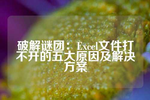 破解谜团：Excel文件打不开的五大原因及解决方案