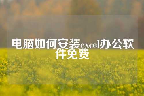 电脑如何安装excel办公软件免费