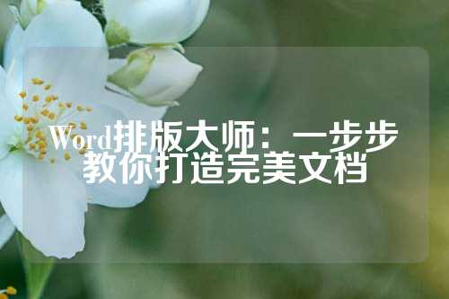 Word排版大师：一步步教你打造完美文档