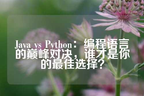 Java vs Python：编程语言的巅峰对决，谁才是你的最佳选择？