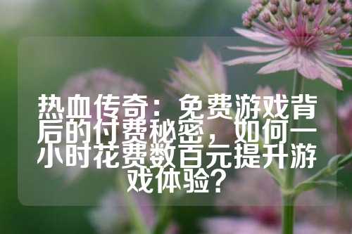 热血传奇：免费游戏背后的付费秘密，如何一小时花费数百元提升游戏体验？