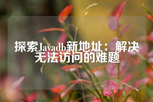 探索Javadb新地址：解决无法访问的难题