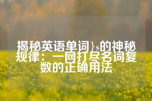 揭秘英语单词}s的神秘规律：一网打尽名词复数的正确用法