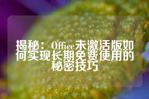 揭秘：Office未激活版如何实现长期免费使用的秘密技巧